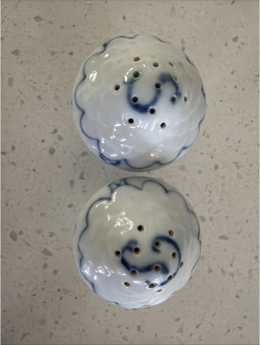 Royal Copenhagen Blue Fluted Plain Salt & Pepper Shakers #531 #541 Denmark
